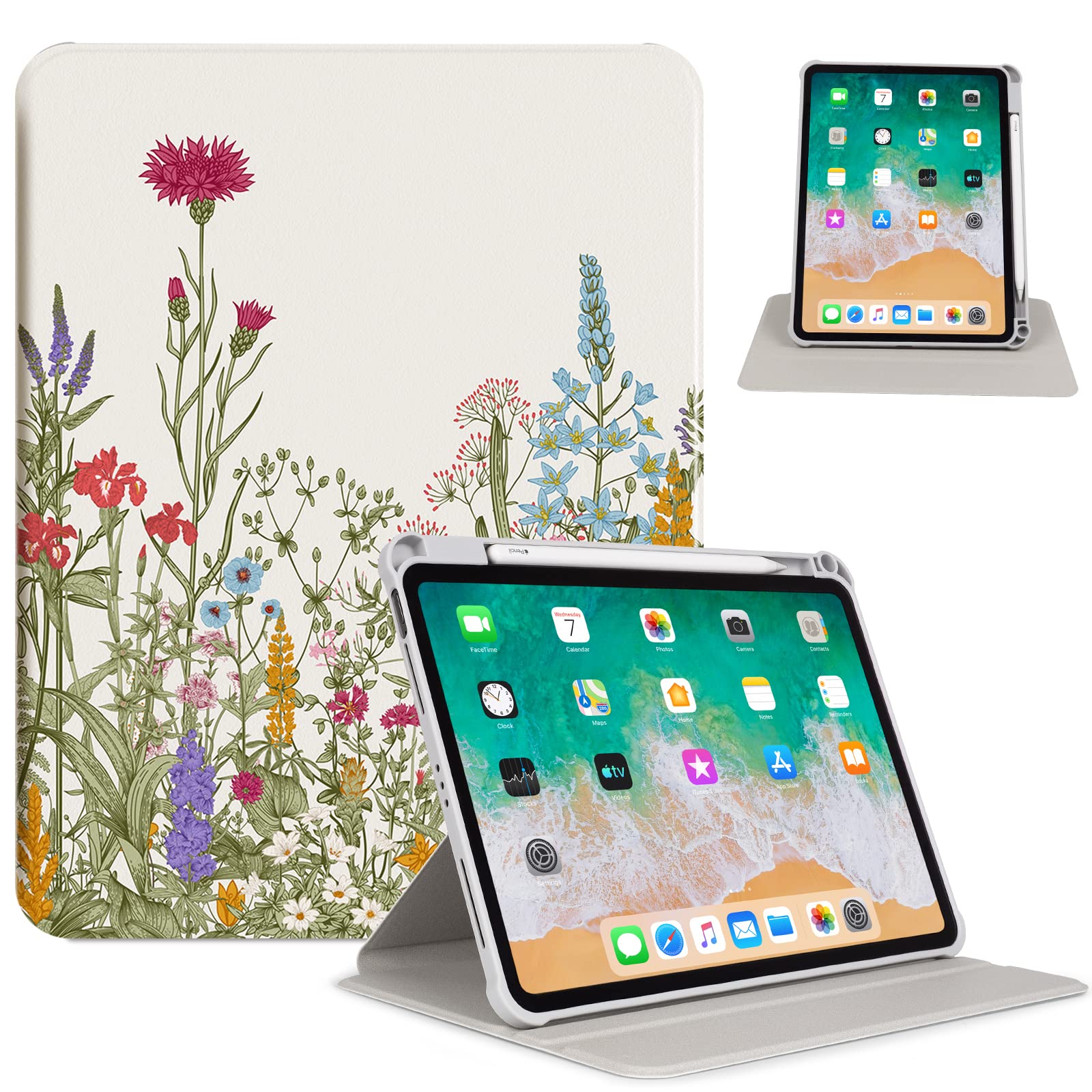 iPad Air シルバー 16GB 花柄カバー付き Amazon.com: Rotating iPad Air 11 inch Case (M4/M3/M2) 2026/2025